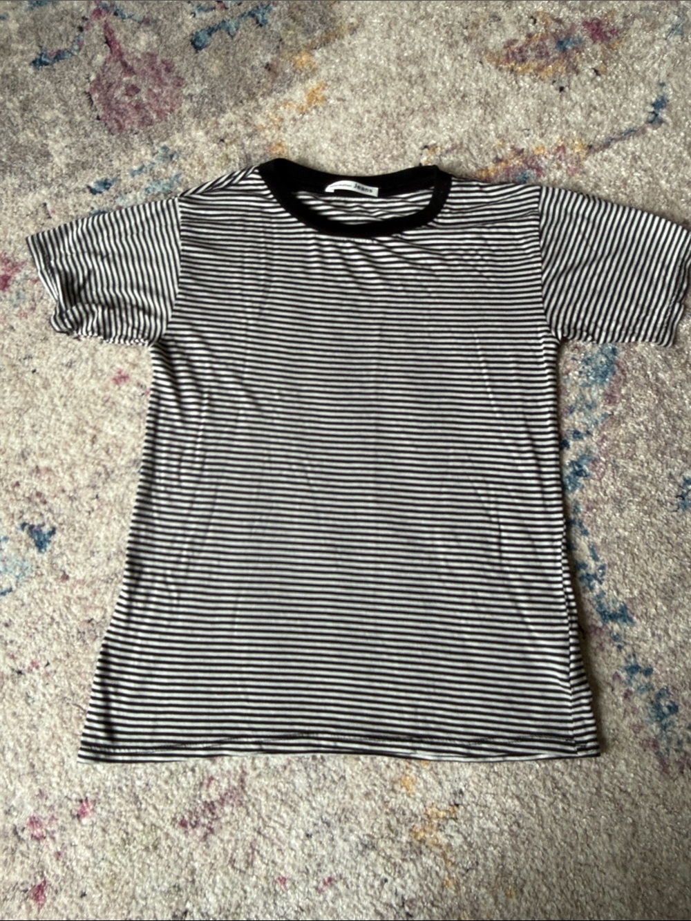 Reformation Black and White Striped Short Sleeve Tee